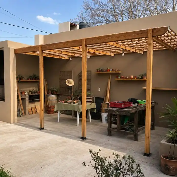 Cerramientos de PVC cristal — el espacio antes de instalar el toldo